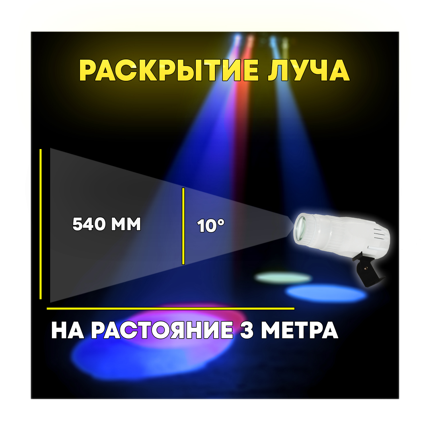 Светодиодный прожектор PartyMaker LED PinSpot 15W RGBW с пультом, белый