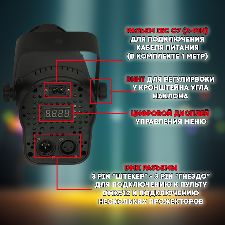 Мощный прожектор PartyMaker LED PinSpot 40W RGBW