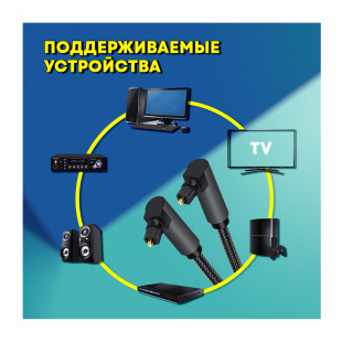 Оптический аудио кабель Toslink "штекер" - Toslink "штекер" с угловыми разъемами 5 метров