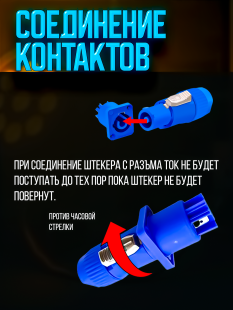 Сетевой кабель питания Powercon - вилка в сеть 1 метр