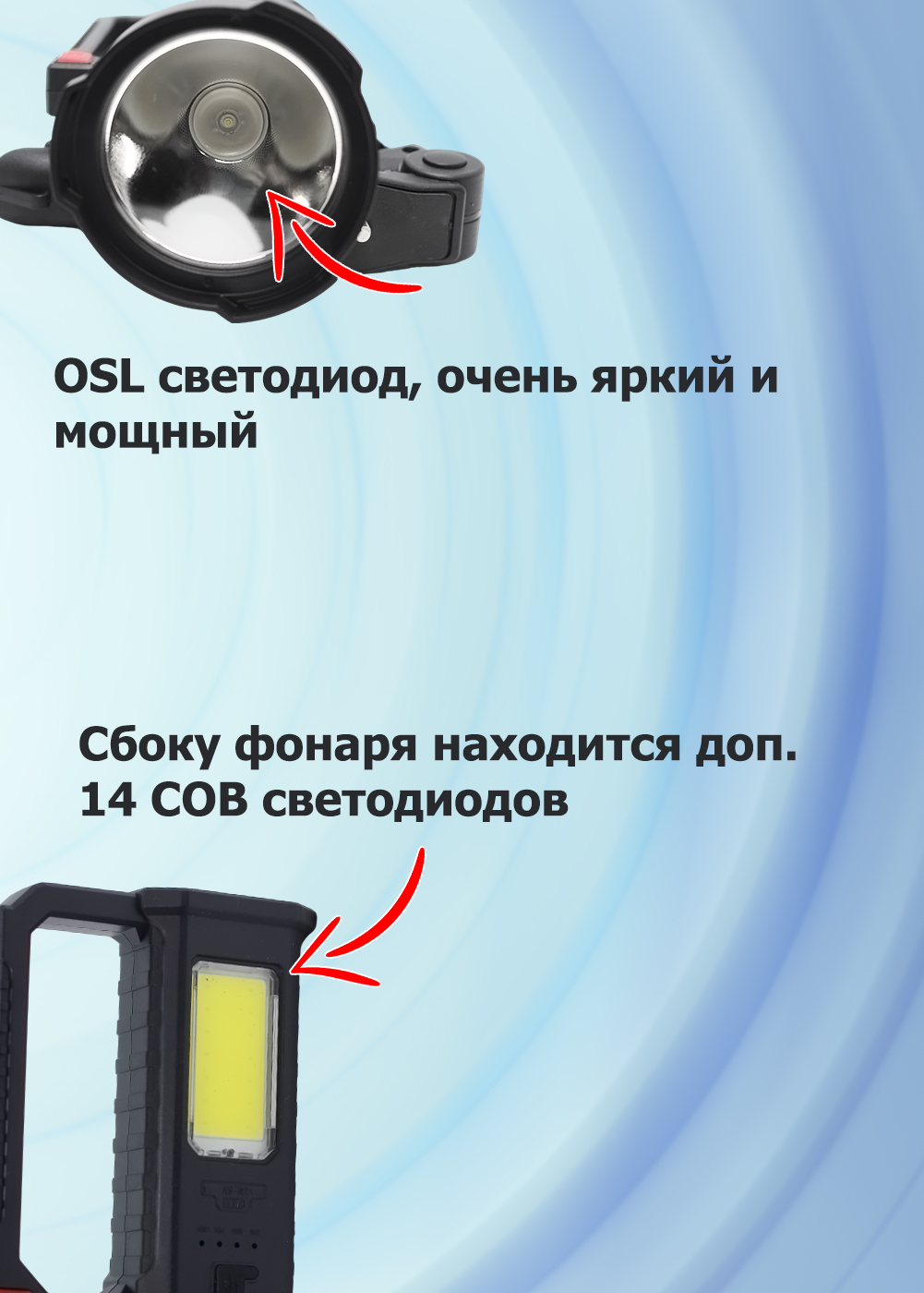 Ручной фонарь-прожектор Огонь H-746