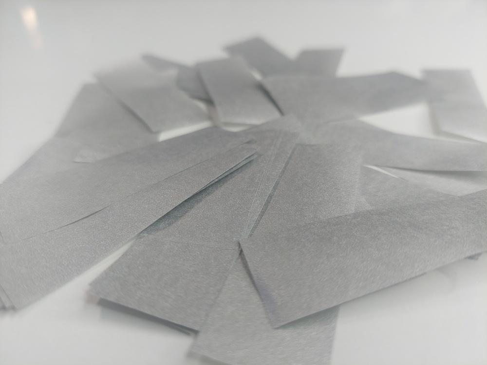 Конфетти бумажное 17x55мм серебро 1 кг