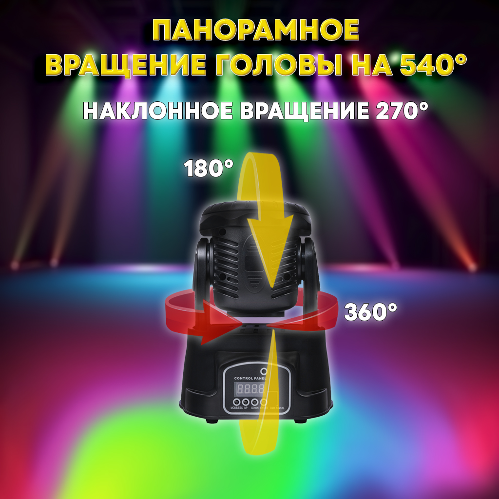 Вращающаяся голова PartyMaker 7x10w RGBW 4в1