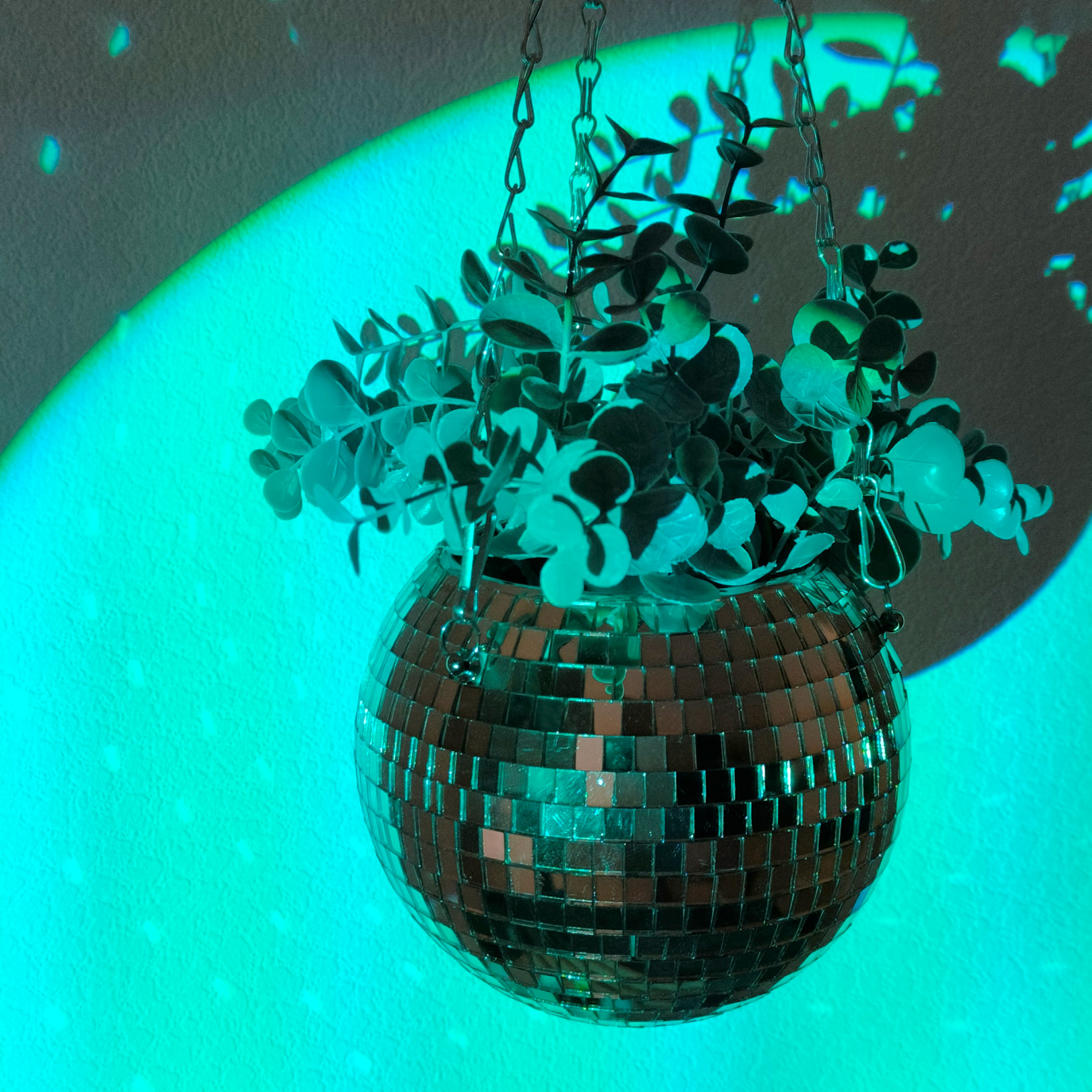 Зеркальное подвесное кашпо в форме диско-шара, 15 см розовое золото