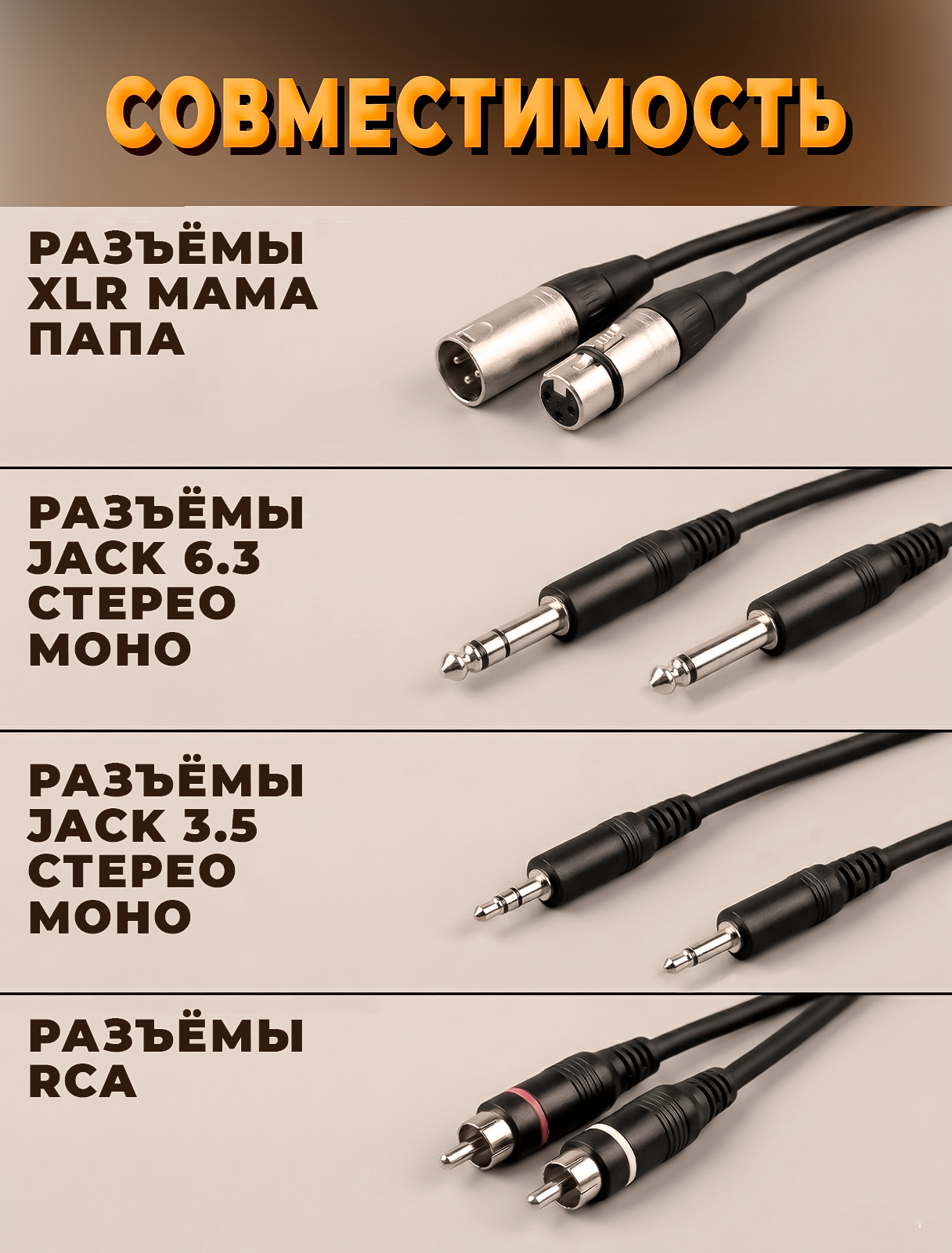 Микрофонный кабель c двойным экранированием без разъемов 5 метров