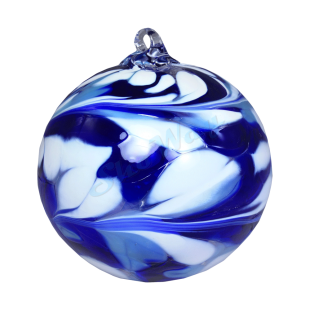 Новогодний шар из Польши 8 см сине-белый