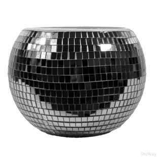 Зеркальное  кашпо настольное в форме диско-шара, 20 см серебряное