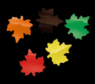 Конфетти фасованное бумажное клиновые листья 4см разноцветные 50гр