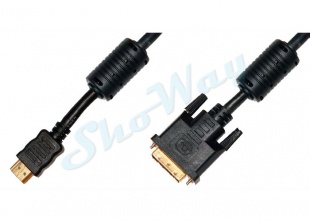 Кабель цифровой Plastic Gold HDMI "папа" - DVI-D "папа" D7.3мм 1.5 м