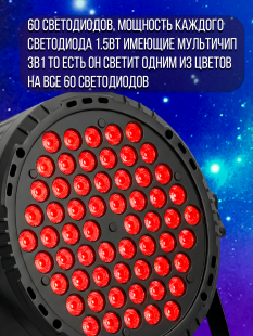 Светодиодный прожектор PartyMaker LED PAR 60x1.5W RGB мультичип