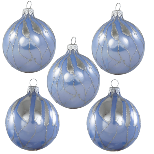 Набор новогодних шаров "Зеркальный (голубой)"